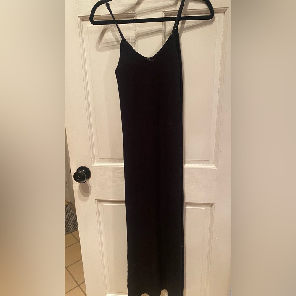 Black spaghetti strap sweater dress long xs
